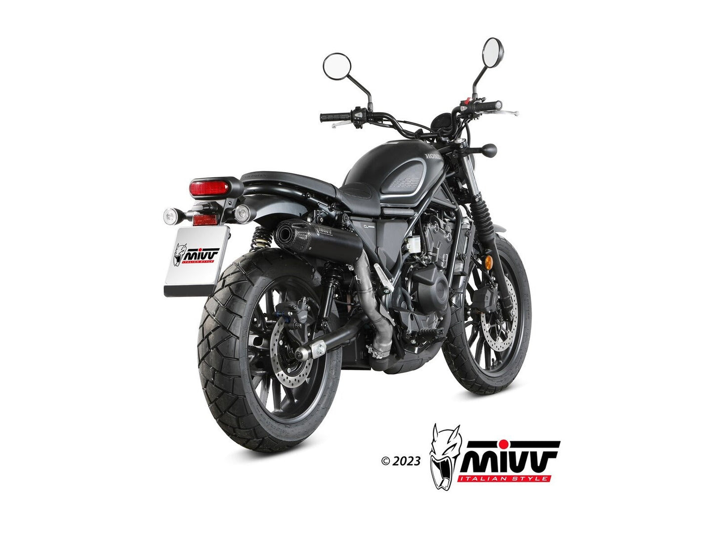 MIVV H.090 Honda CL 500 ( 2023+ ) Slip-on Exhaust "HR-1" (black + long carbon cap back; approved) – Accessories in the 2WheelsHero Motorcycle Aftermarket Accessories and Parts Online Shop