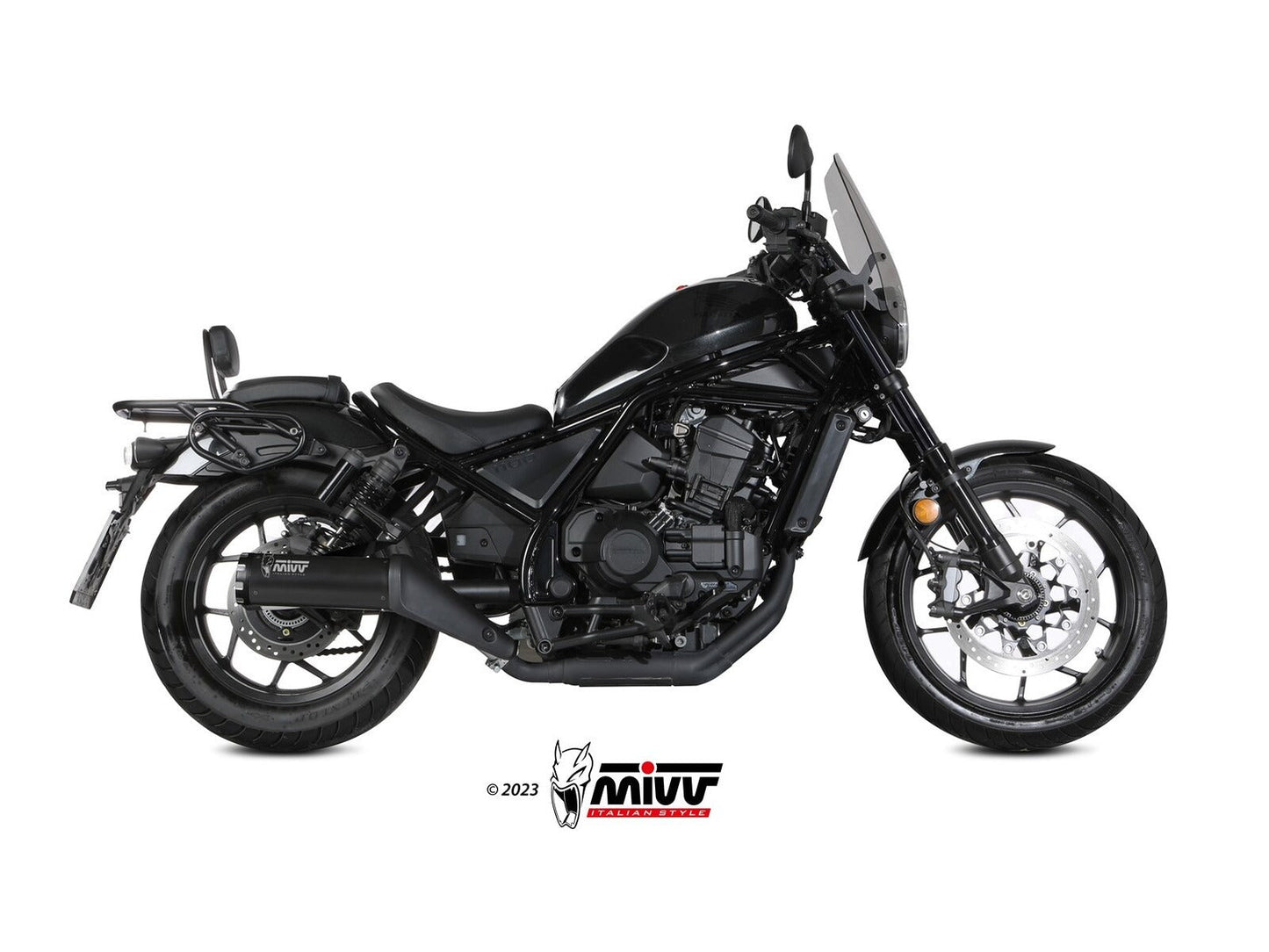 MIVV H.092 Honda CMX 1100 REBEL ( 2022+ ) Slip-on Exhaust "HR-1" (black + aluminium back; approved) – Accessories in the 2WheelsHero Motorcycle Aftermarket Accessories and Parts Online Shop