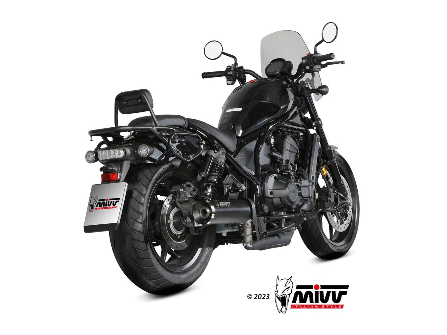 MIVV H.092 Honda CMX 1100 REBEL ( 2022+ ) Slip-on Exhaust "HR-1" (black + aluminium back; approved) – Accessories in the 2WheelsHero Motorcycle Aftermarket Accessories and Parts Online Shop