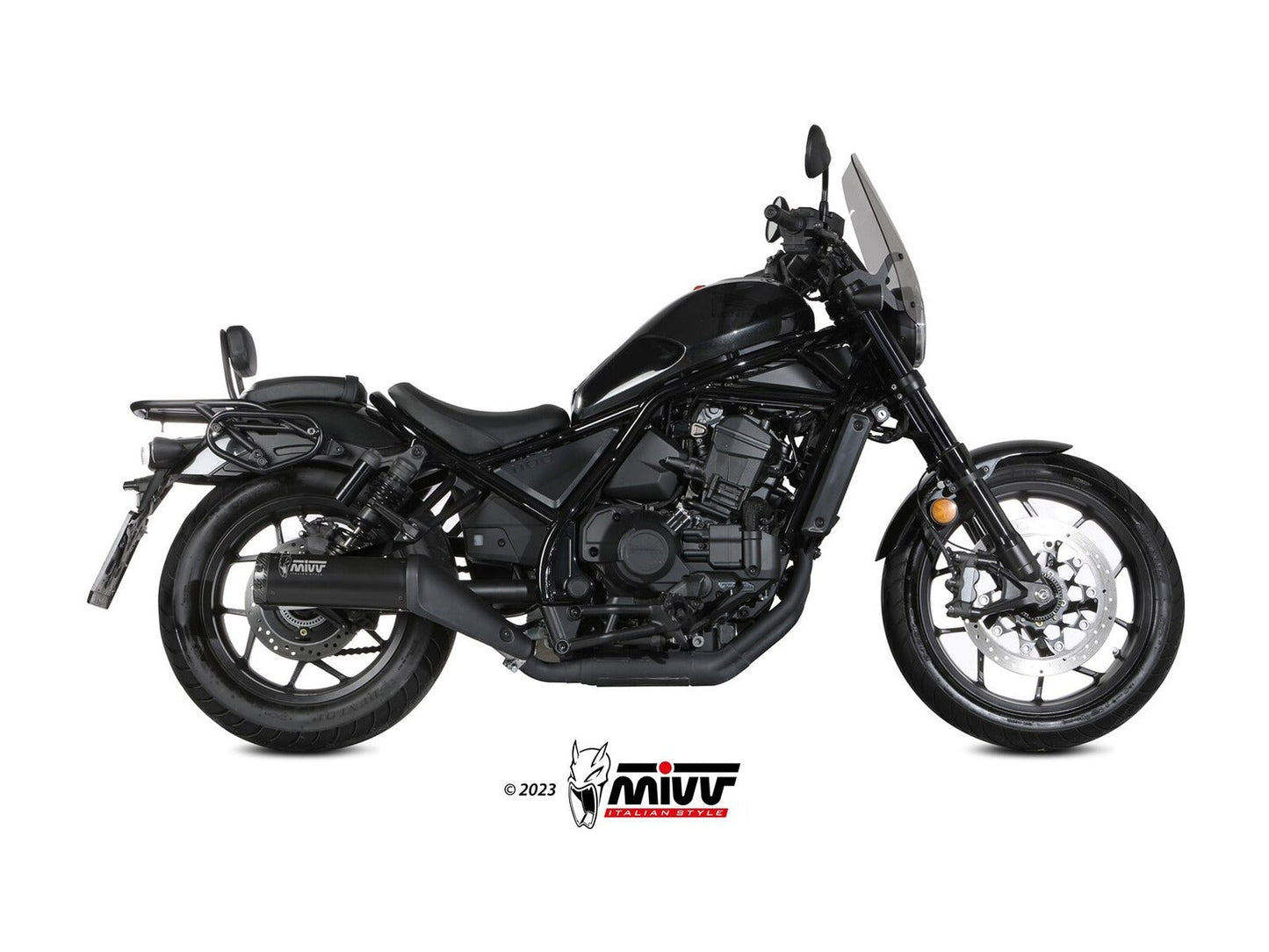 MIVV H.092 Honda CMX 1100 REBEL ( 2022+ ) Slip-on Exhaust "HR-1" (black + short carbon cap back; approved) – Accessories in the 2WheelsHero Motorcycle Aftermarket Accessories and Parts Online Shop