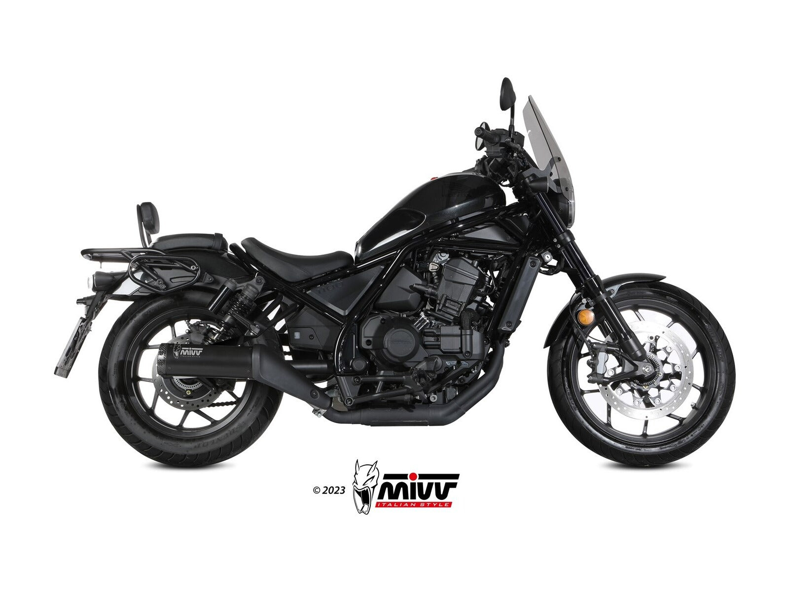 MIVV H.092 Honda CMX 1100 REBEL ( 2022+ ) Slip-on Exhaust "HR-1" (black + short carbon cap back; approved) – Accessories in the 2WheelsHero Motorcycle Aftermarket Accessories and Parts Online Shop