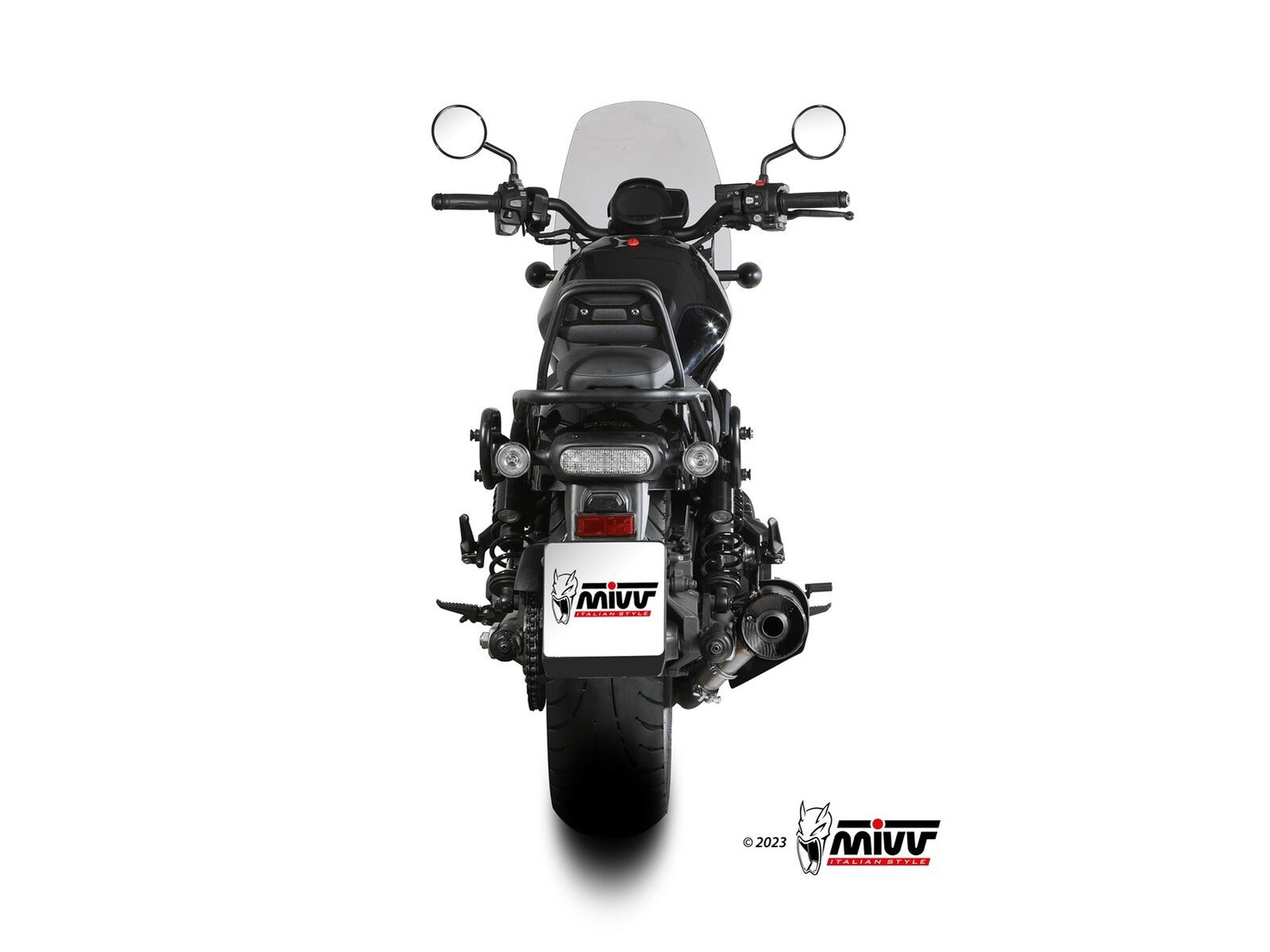 MIVV H.092 Honda CMX 1100 REBEL ( 2022+ ) Slip-on Exhaust "HR-1" (black + short carbon cap back; approved) – Accessories in the 2WheelsHero Motorcycle Aftermarket Accessories and Parts Online Shop