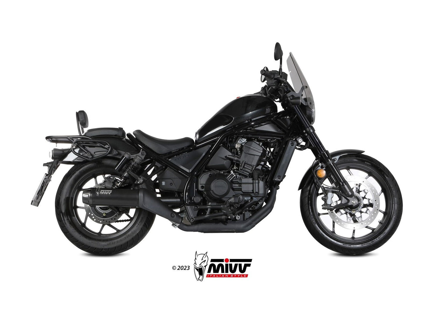 MIVV H.092 Honda CMX 1100 REBEL ( 2022+ ) Slip-on Exhaust "HR-1" (black + long carbon cap back; approved) – Accessories in the 2WheelsHero Motorcycle Aftermarket Accessories and Parts Online Shop