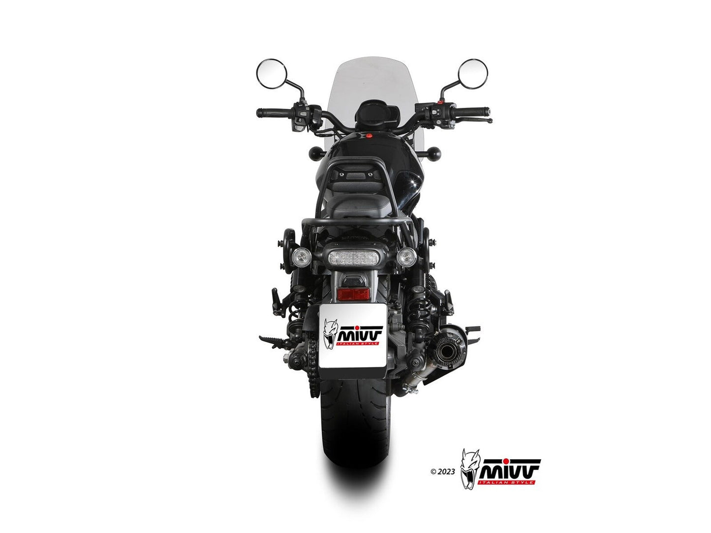 MIVV H.092 Honda CMX 1100 REBEL ( 2022+ ) Slip-on Exhaust "HR-1" (black + long carbon cap back; approved) – Accessories in the 2WheelsHero Motorcycle Aftermarket Accessories and Parts Online Shop