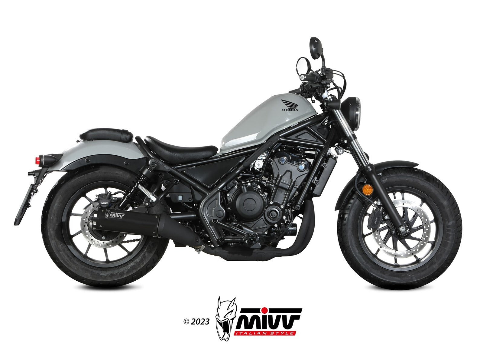 MIVV H.091 Honda CMX 500 REBEL ( 2022+ ) Slip-on Exhaust "HR-1" (black + aluminium back; approved) – Accessories in the 2WheelsHero Motorcycle Aftermarket Accessories and Parts Online Shop