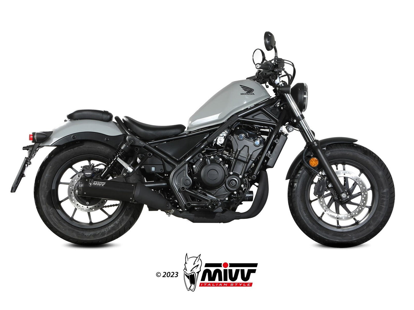 MIVV H.091 Honda CMX 500 REBEL ( 2022+ ) Slip-on Exhaust "HR-1" (black +short carbon cap back; approved) – Accessories in the 2WheelsHero Motorcycle Aftermarket Accessories and Parts Online Shop