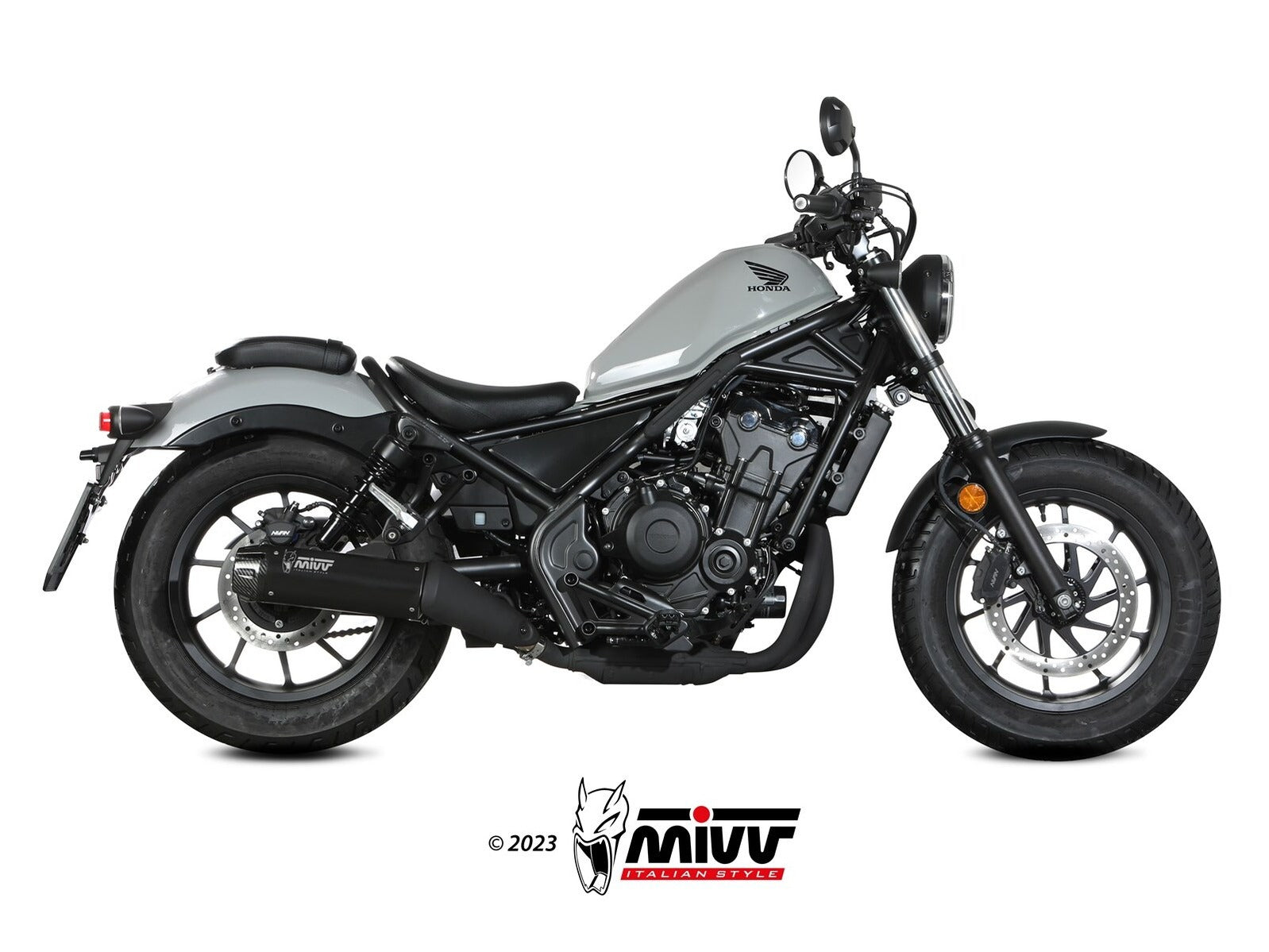 MIVV H.091 Honda CMX 500 REBEL ( 2022+ ) Slip-on Exhaust "HR-1" (black +long carbon cap back; approved) – Accessories in the 2WheelsHero Motorcycle Aftermarket Accessories and Parts Online Shop