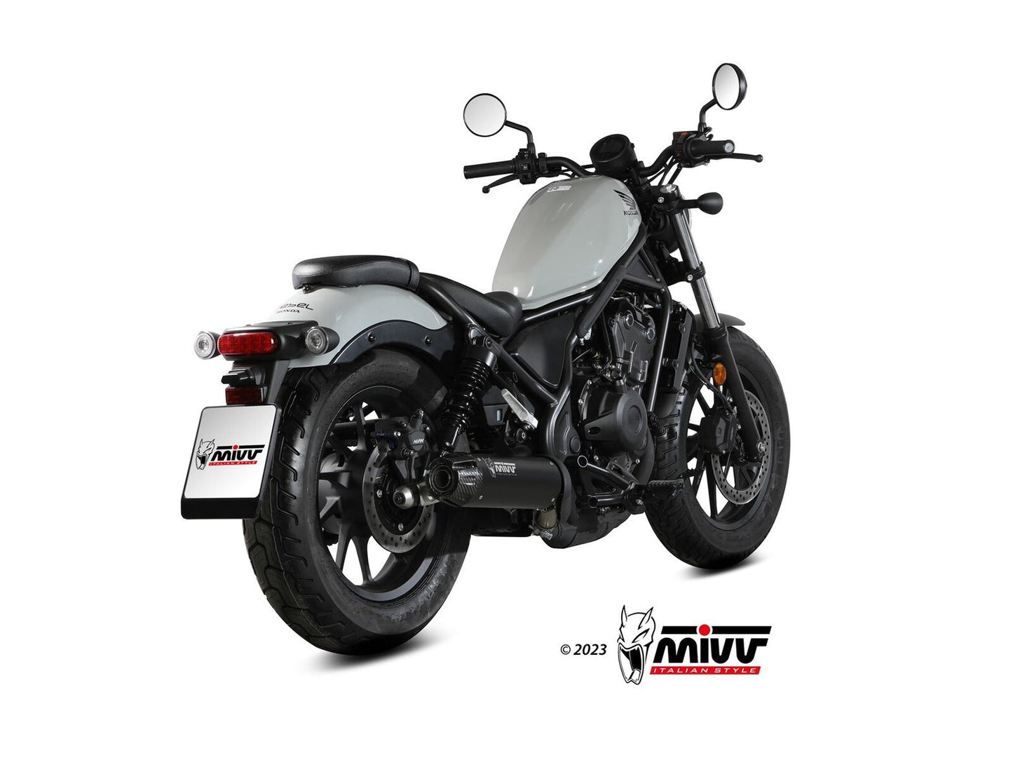 MIVV H.091 Honda CMX 500 REBEL ( 2022+ ) Slip-on Exhaust "HR-1" (black +long carbon cap back; approved) – Accessories in the 2WheelsHero Motorcycle Aftermarket Accessories and Parts Online Shop