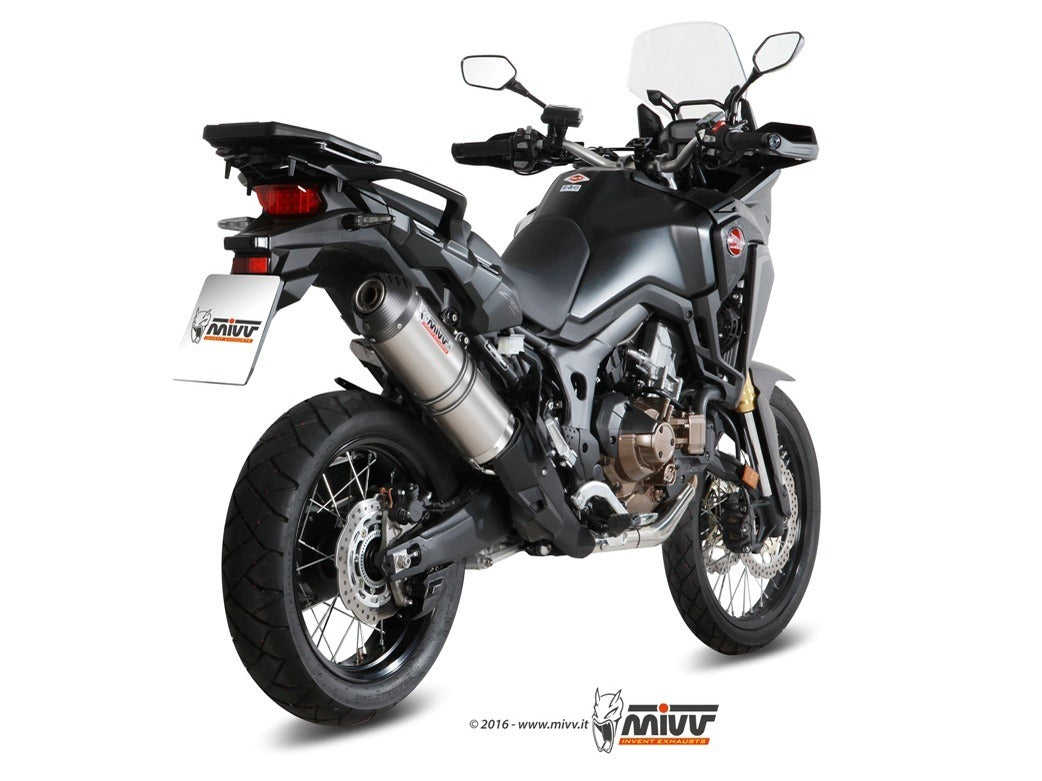 MIVV H.059 HONDA CRF 1000 L AFRICA TWIN ( 2016 / 19 ) Slip on Exhaust "Oval" (titanium + carbon cap; approved) – Accessories in the 2WheelsHero Motorcycle Aftermarket Accessories and Parts Online Shop