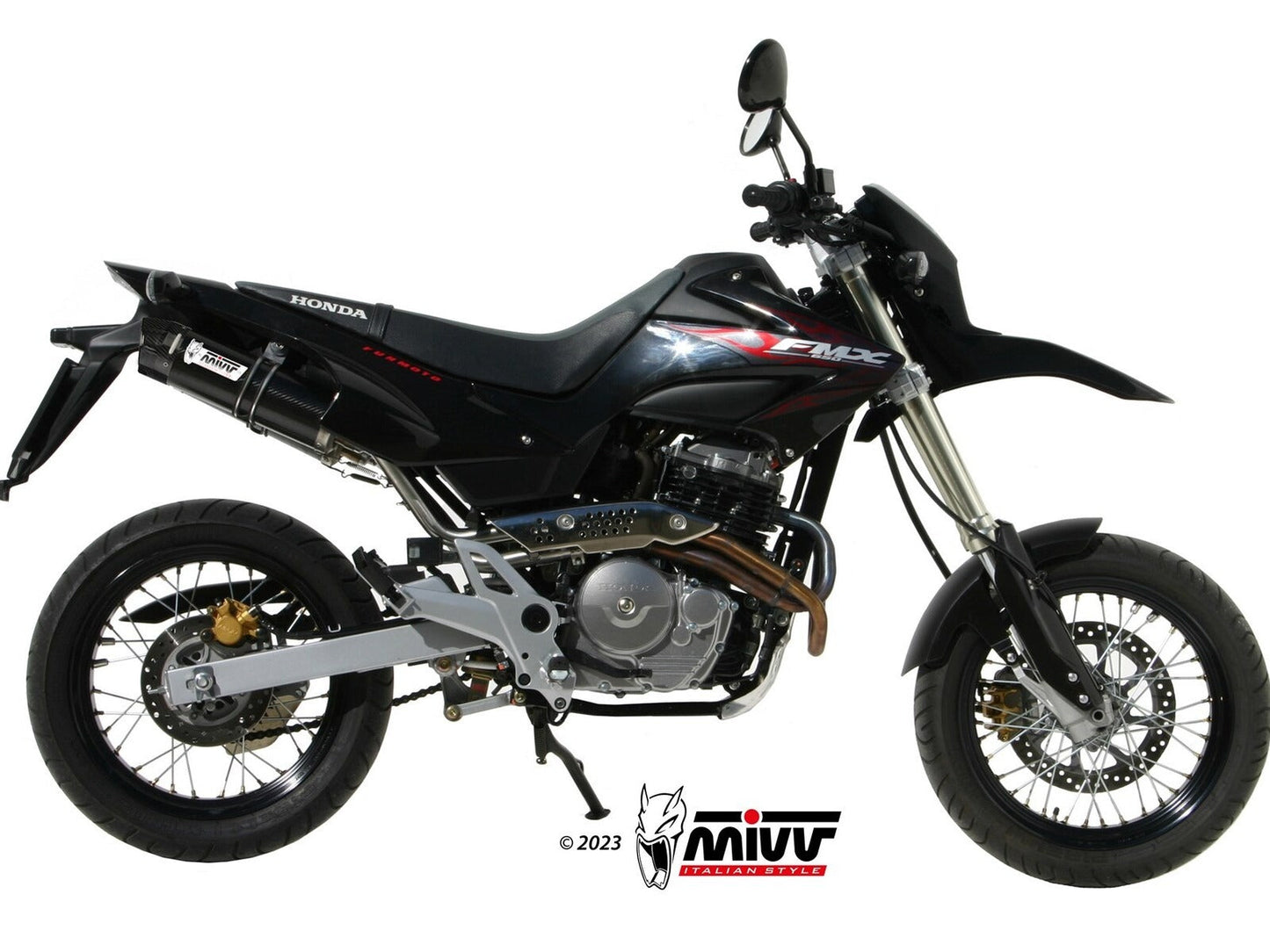 MIVV H.034 HONDA FMX 650 ( 2005 - 06 ) Dual Slip on Exhaust "GP" (carbon + cap; approved) – Accessories in the 2WheelsHero Motorcycle Aftermarket Accessories and Parts Online Shop