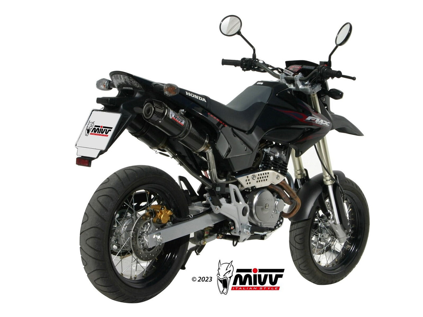 MIVV H.034 HONDA FMX 650 ( 2005 - 06 ) Dual Slip on Exhaust "GP" (carbon + cap; approved) – Accessories in the 2WheelsHero Motorcycle Aftermarket Accessories and Parts Online Shop