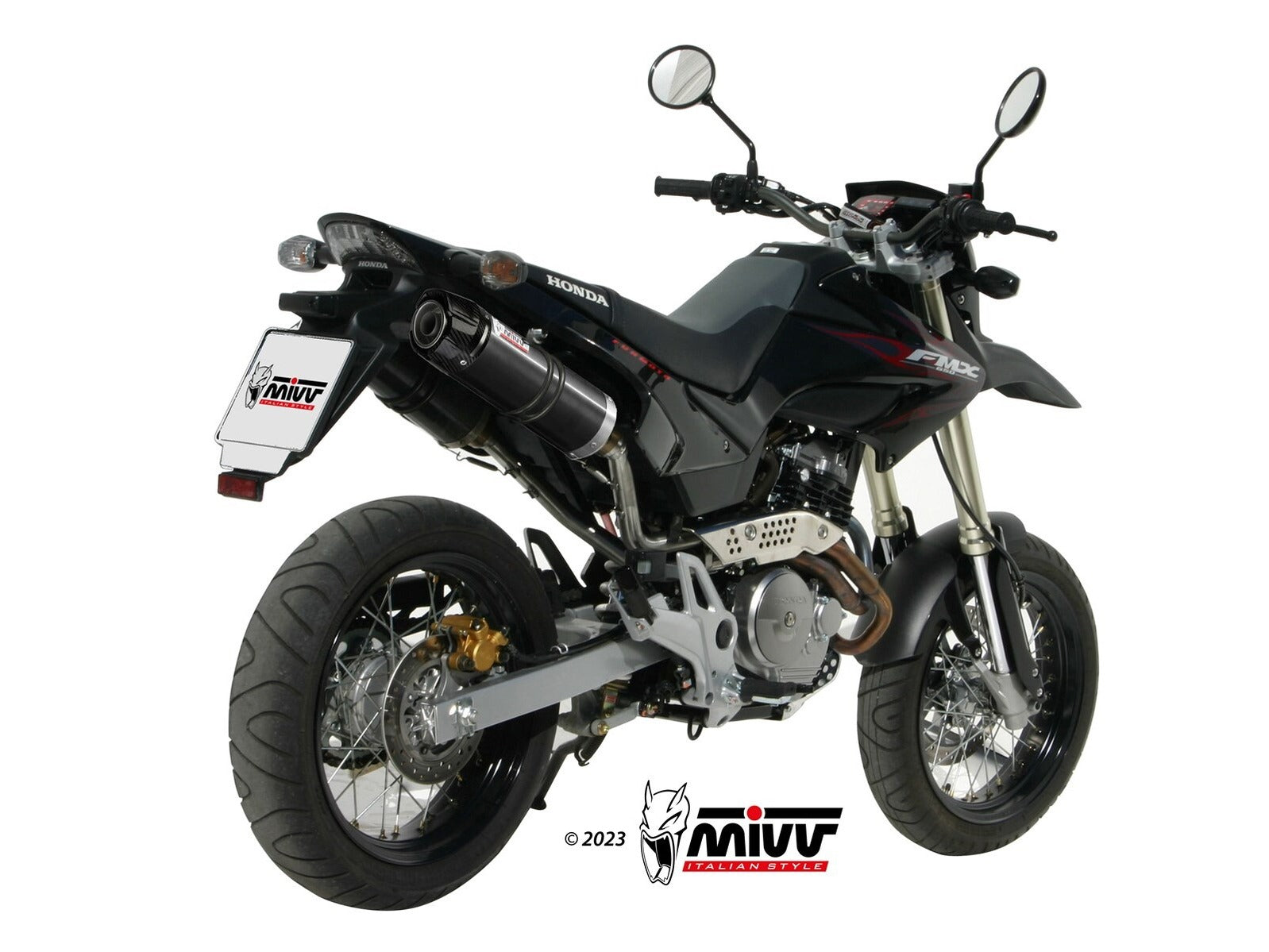 MIVV H.034 HONDA FMX 650 ( 2005 - 06 ) Dual Slip on Exhaust "GP" (black + carbon cap; approved) – Accessories in the 2WheelsHero Motorcycle Aftermarket Accessories and Parts Online Shop