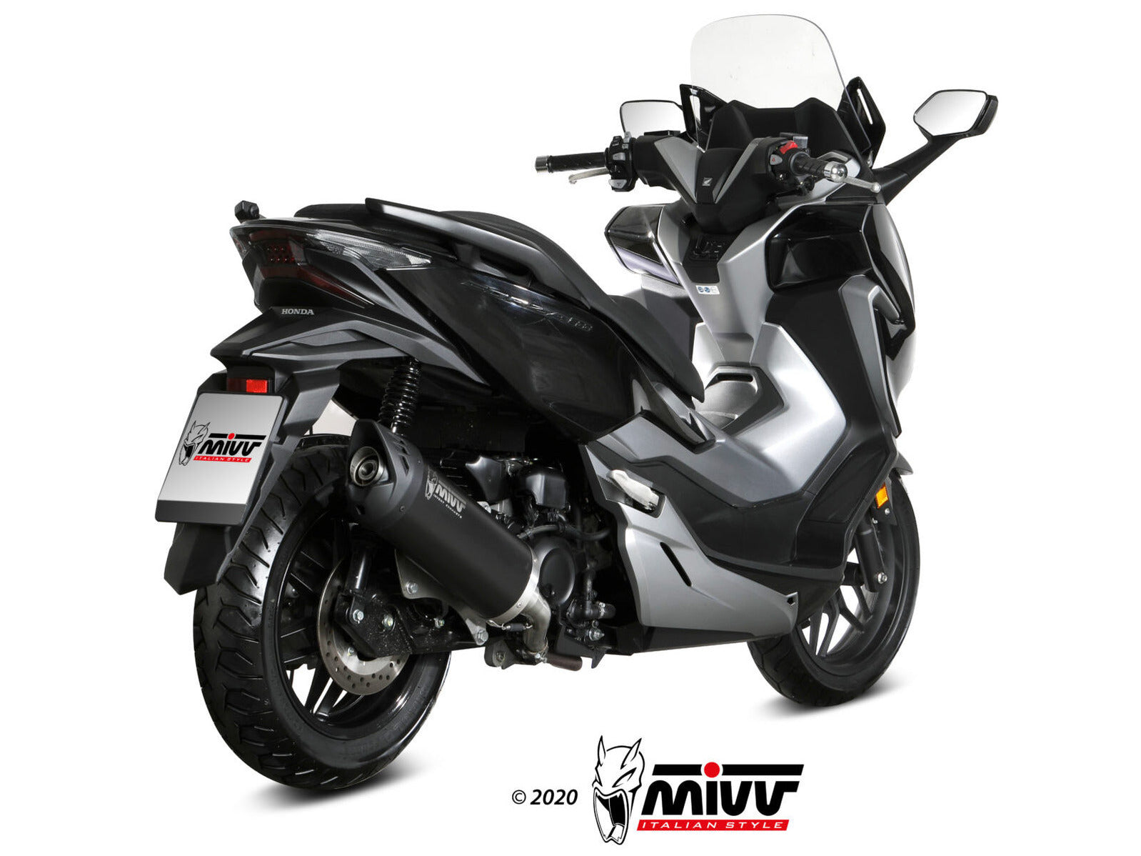 MIVV MV.HO.0002 HONDA Forza 300 ( 2018 / 20 ) Slip-on Exhaust "Mover" (black; approved) – Accessories in the 2WheelsHero Motorcycle Aftermarket Accessories and Parts Online Shop