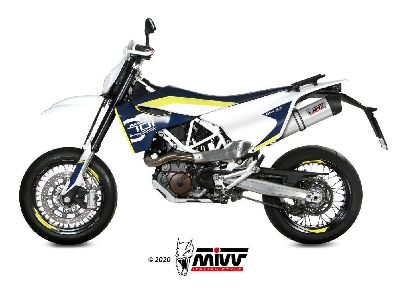 MIVV HU.001 HUSQVARNA 701 ENDURO / SUPERMOTO ( 2017/ 20 ) Slip on Exhaust "Oval" (titanium + carbon cap; approved) – Accessories in the 2WheelsHero Motorcycle Aftermarket Accessories and Parts Online Shop