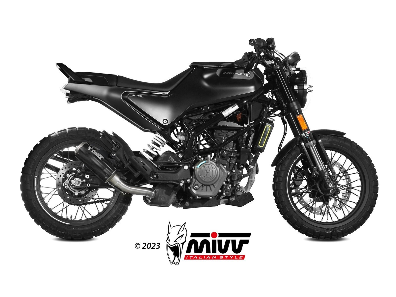 MIVV HU.005 Husqvarna Svartpilen 125 (21/23) Slip on Exhaust "MK3" (carbon; not approved) – Accessories in the 2WheelsHero Motorcycle Aftermarket Accessories and Parts Online Shop