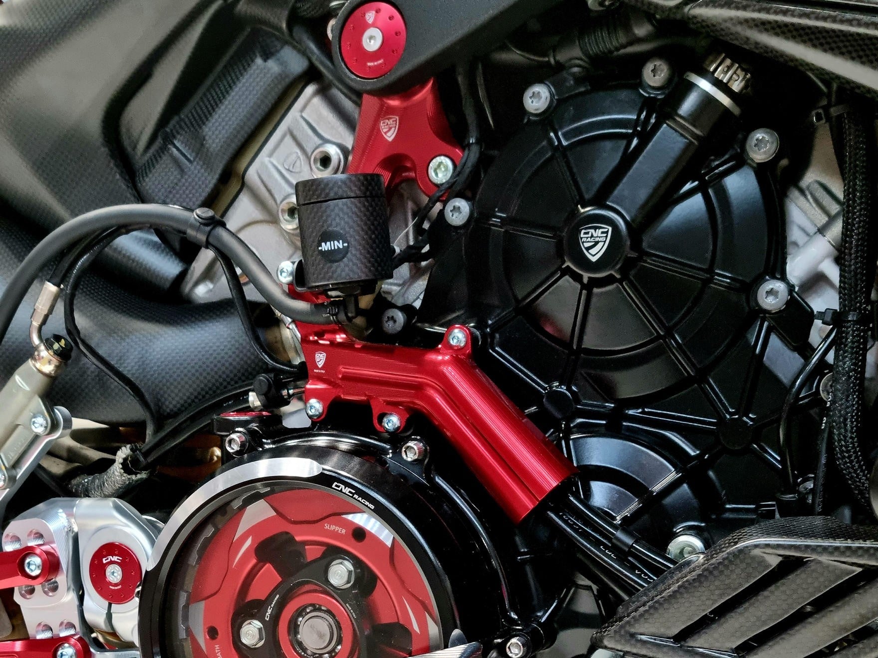 IFC04 - CNC RACING Ducati Streetfighter V4 (2023+) Brake Lines Cover (with fluid tank bracket) – Accessories in the Motodeal Motorcycle Aftermarket Accessories and Parts Online Shop