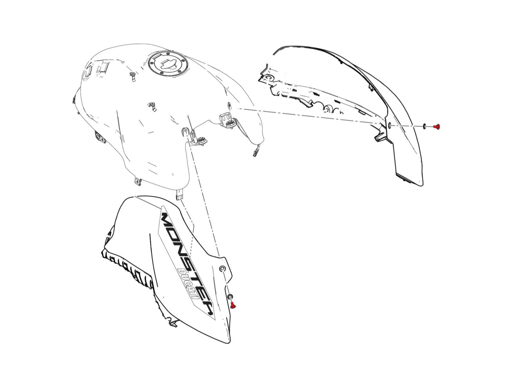 KV343 - CNC RACING Ducati Monster 950 (2021+) Fuel Tank Panels Screws – Accessories in the Motodeal Motorcycle Aftermarket Accessories and Parts Online Shop