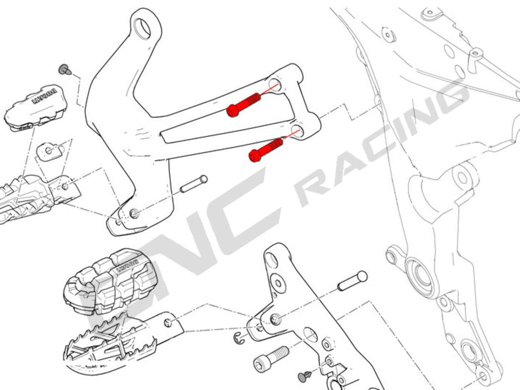 KV396X - CNC RACING Ducati Multistrada Titanium Passenger Footpegs Holder Bolts (M8x35) – Accessories in the Motodeal Motorcycle Aftermarket Accessories and Parts Online Shop
