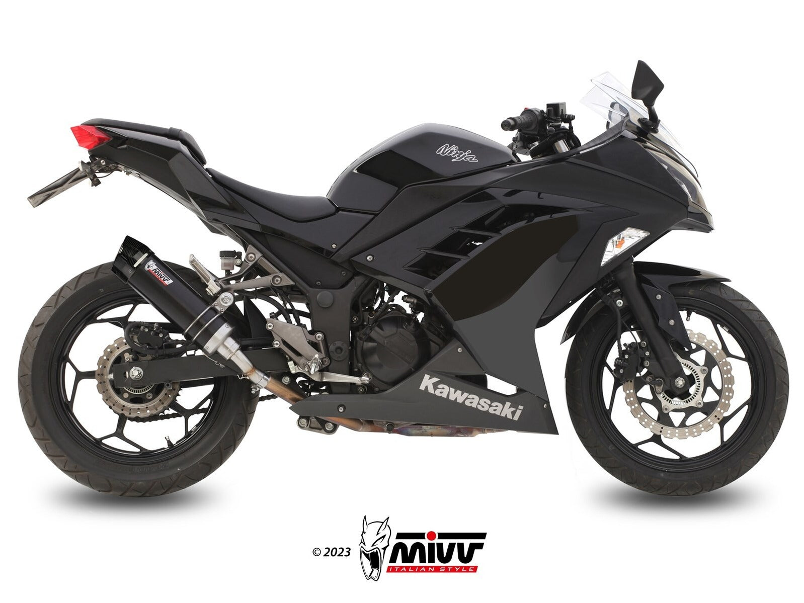 MIVV K.038 KAWASAKI NINJA 300 / Z 300 ( 2013 / 16 ) Slip On Exhaust "GP" (black + carbon cap; approved) – Accessories in the 2WheelsHero Motorcycle Aftermarket Accessories and Parts Online Shop