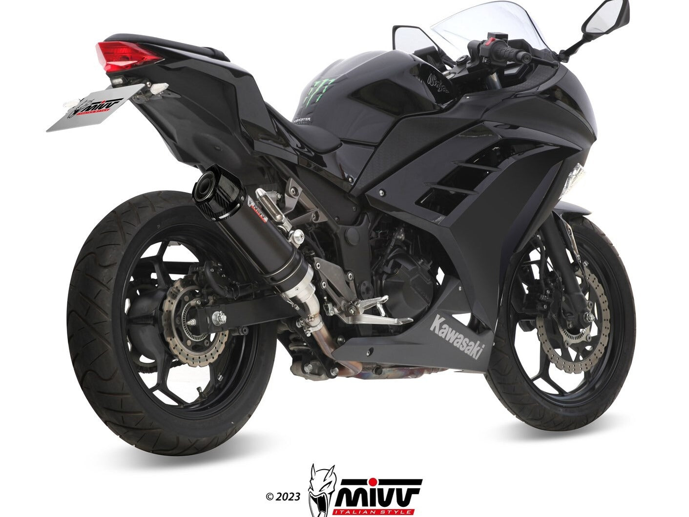 MIVV K.038 KAWASAKI NINJA 300 / Z 300 ( 2013 / 16 ) Slip On Exhaust "GP" (black + carbon cap; approved) – Accessories in the 2WheelsHero Motorcycle Aftermarket Accessories and Parts Online Shop