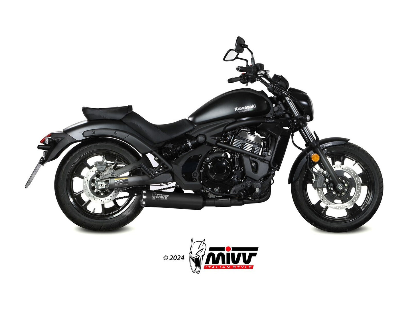 MIVV K.060 KAWASAKI VULCAN S ( 2017 / 23 ) Full System Exhaust "HR-1" (black + aluminium back; not approved) – Accessories in the 2WheelsHero Motorcycle Aftermarket Accessories and Parts Online Shop