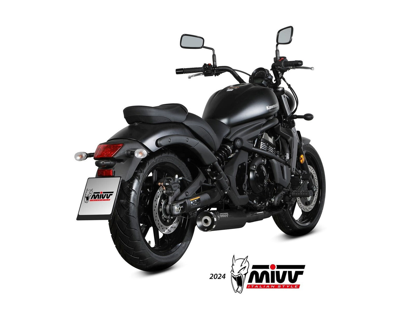MIVV K.060 KAWASAKI VULCAN S ( 2017 / 23 ) Full System Exhaust "HR-1" (black + aluminium back; not approved) – Accessories in the 2WheelsHero Motorcycle Aftermarket Accessories and Parts Online Shop