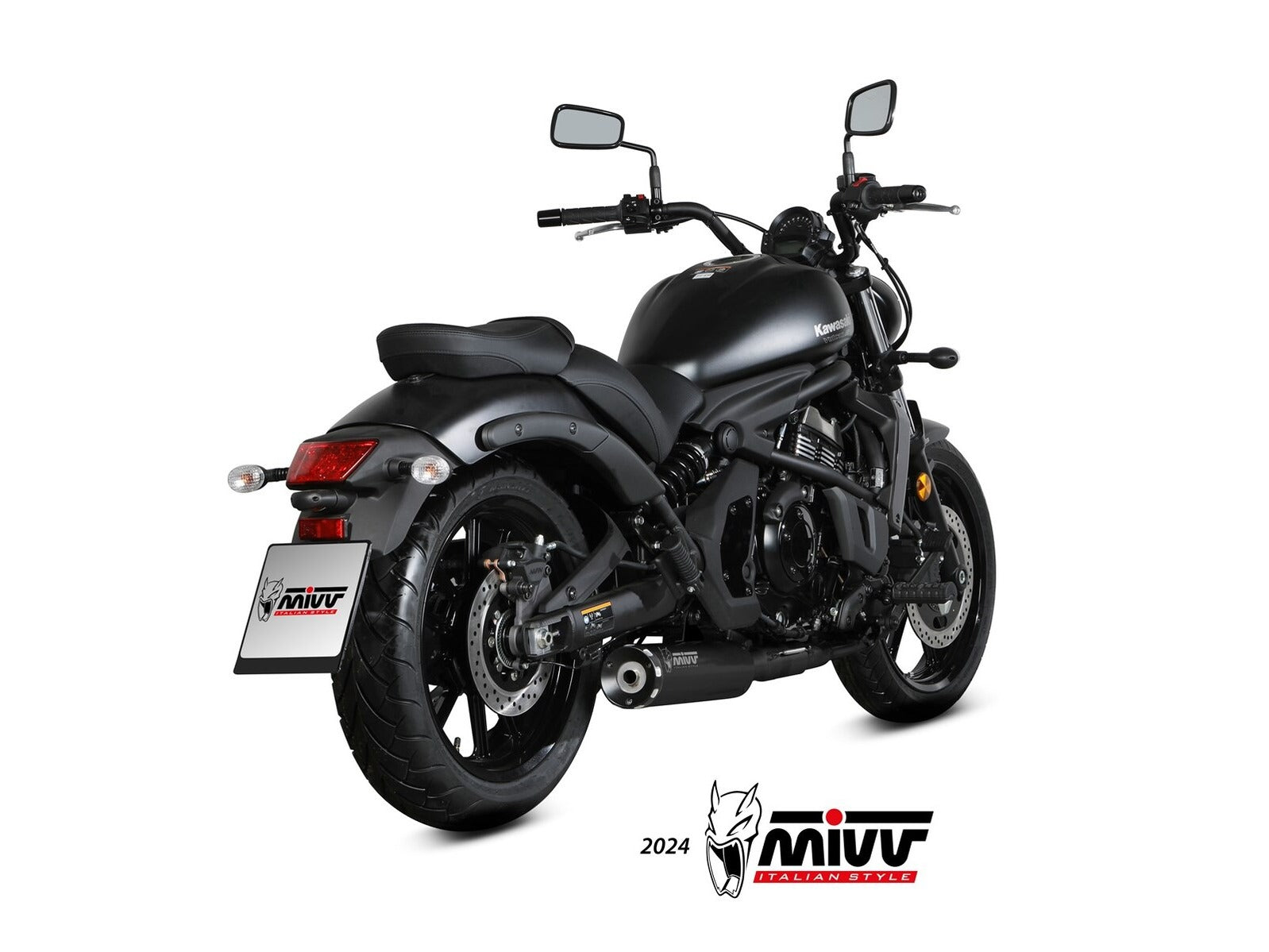 MIVV K.060 KAWASAKI VULCAN S ( 2017 / 23 ) Full System Exhaust "HR-1" (black + aluminium back; not approved) – Accessories in the 2WheelsHero Motorcycle Aftermarket Accessories and Parts Online Shop
