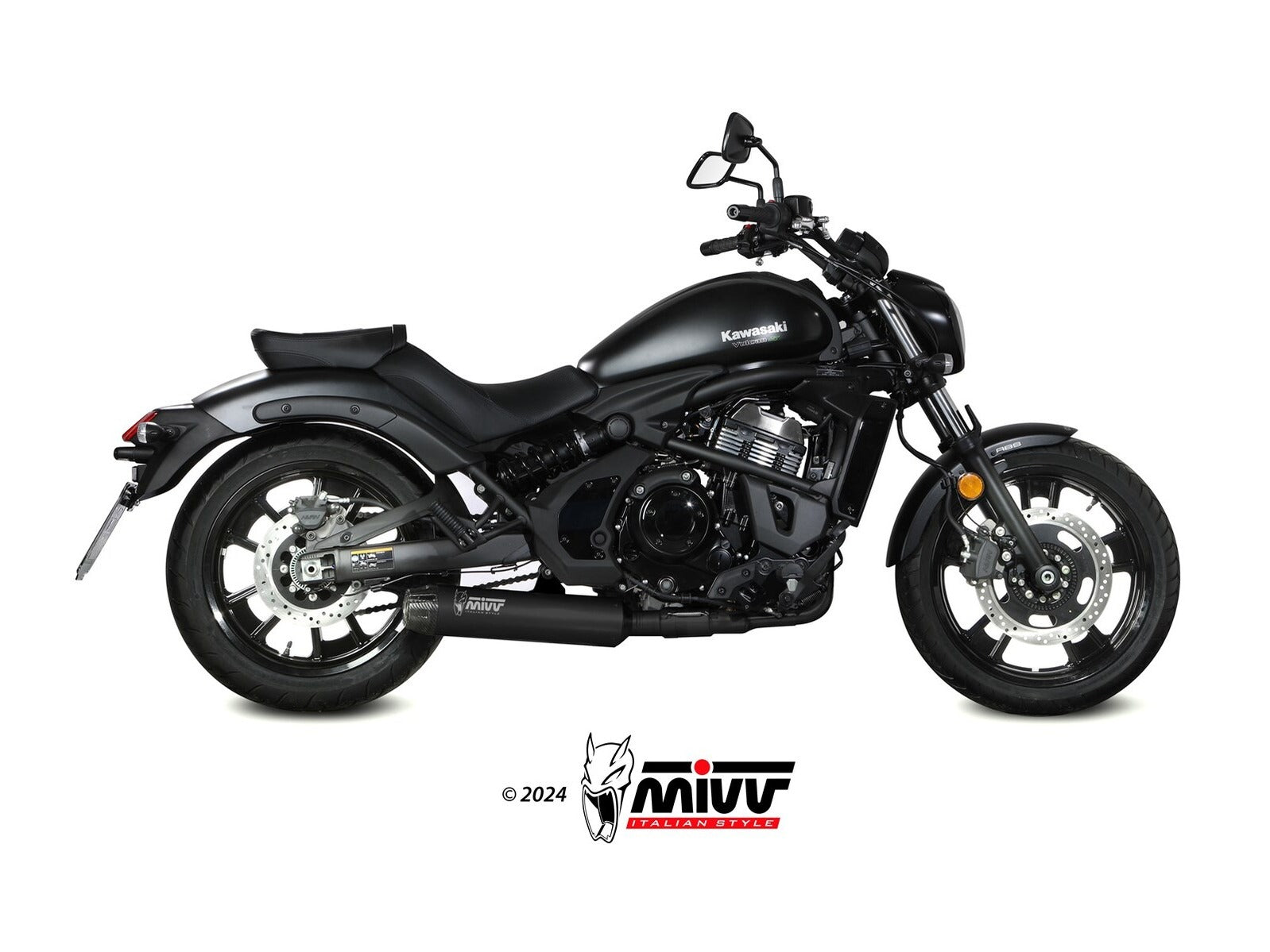 MIVV K.060 KAWASAKI VULCAN S ( 2017 / 23 ) Full System Exhaust "HR-1" (black + long carbon back; not approved) – Accessories in the 2WheelsHero Motorcycle Aftermarket Accessories and Parts Online Shop