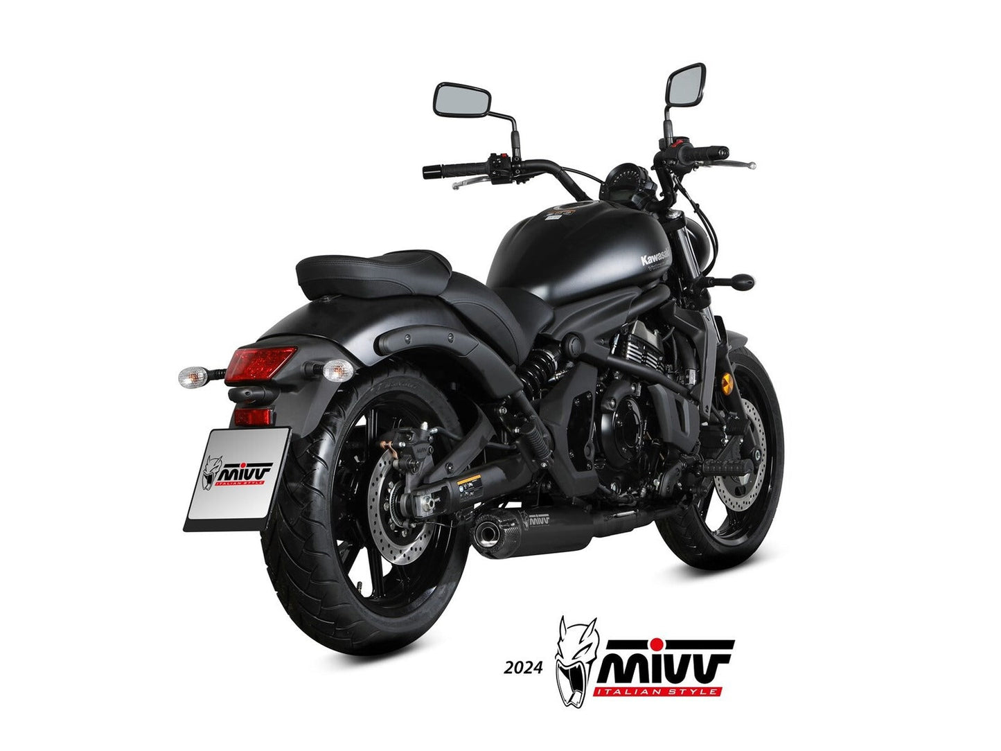 MIVV K.060 KAWASAKI VULCAN S ( 2017 / 23 ) Full System Exhaust "HR-1" (black + long carbon back; not approved) – Accessories in the 2WheelsHero Motorcycle Aftermarket Accessories and Parts Online Shop