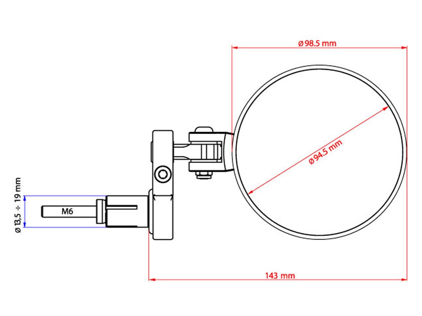 MR704 - CNC RACING Bar End Mirror "Rocket" (Ø 94,5 mm; left) – Accessories in the Motodeal Motorcycle Aftermarket Accessories and Parts Online Shop