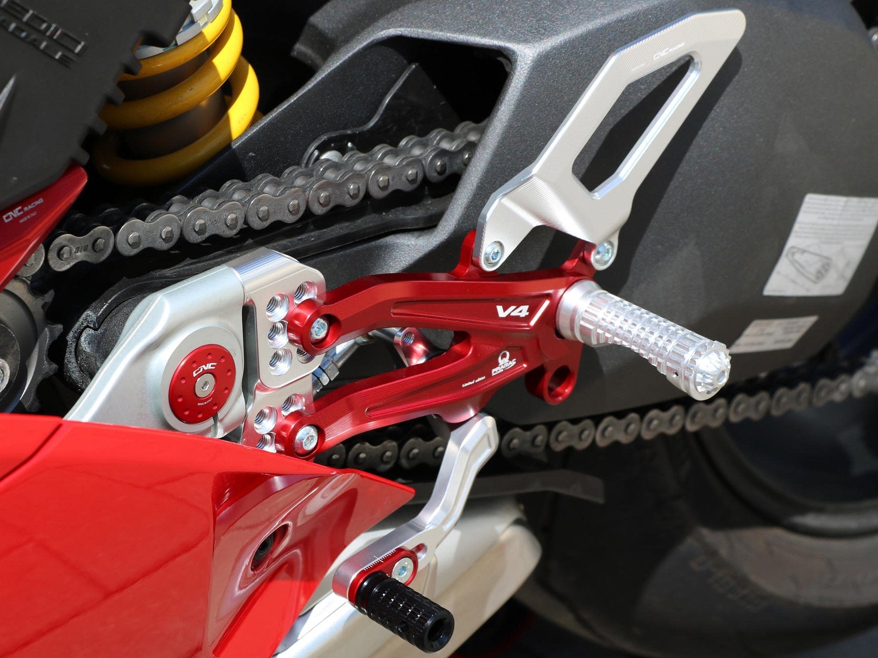 PE407PR - CNC RACING Ducati Panigale V4 (18/24) Adjustable Rearset "Easy" (Pramac Racing edition) – Accessories in the Motodeal Motorcycle Aftermarket Accessories and Parts Online Shop