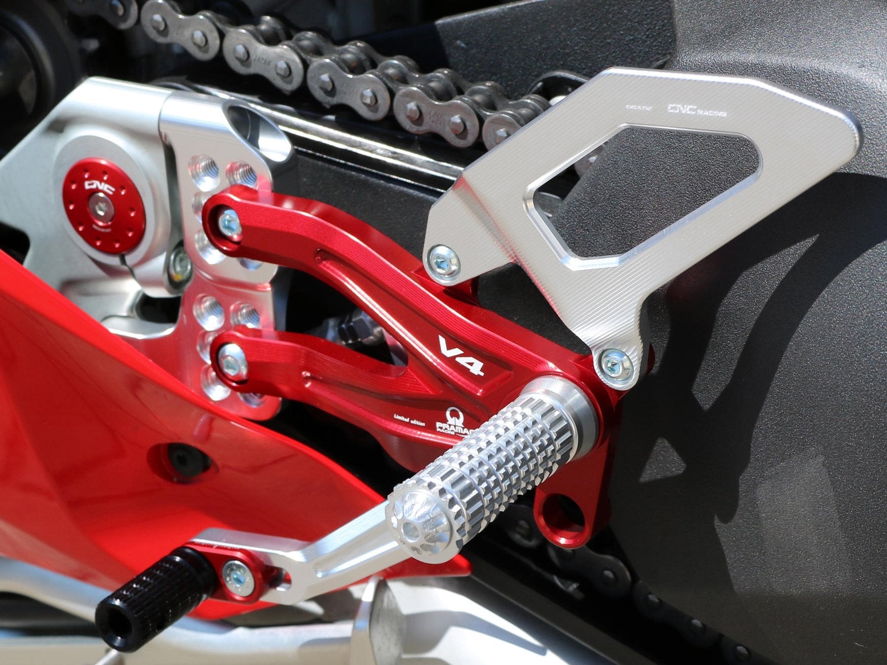 PE407PR - CNC RACING Ducati Panigale V4 (18/24) Adjustable Rearset "Easy" (Pramac Racing edition) – Accessories in the Motodeal Motorcycle Aftermarket Accessories and Parts Online Shop