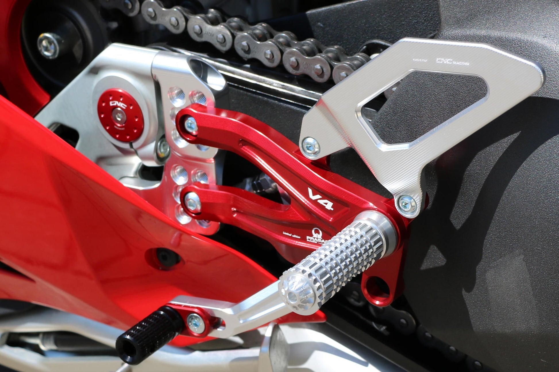 PE406PR - CNC RACING Ducati Panigale V4 (18/24) Adjustable Rearset "RPS" (Pramac Racing edition) – Accessories in the Motodeal Motorcycle Aftermarket Accessories and Parts Online Shop