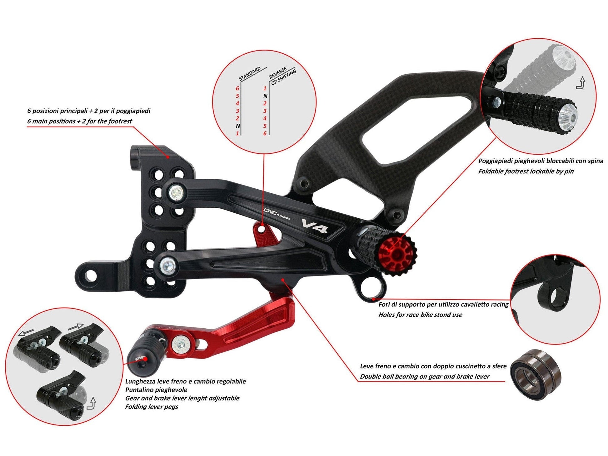 PE408 - CNC RACING Ducati Panigale V4 (18/24) Adjustable Rearset "RPS Carbon" – Accessories in the Motodeal Motorcycle Aftermarket Accessories and Parts Online Shop