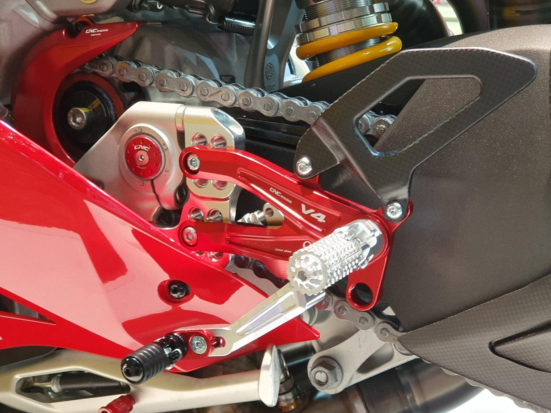 PE406PR - CNC RACING Ducati Panigale V4 (18/24) Adjustable Rearset "RPS" (Pramac Racing edition) – Accessories in the Motodeal Motorcycle Aftermarket Accessories and Parts Online Shop