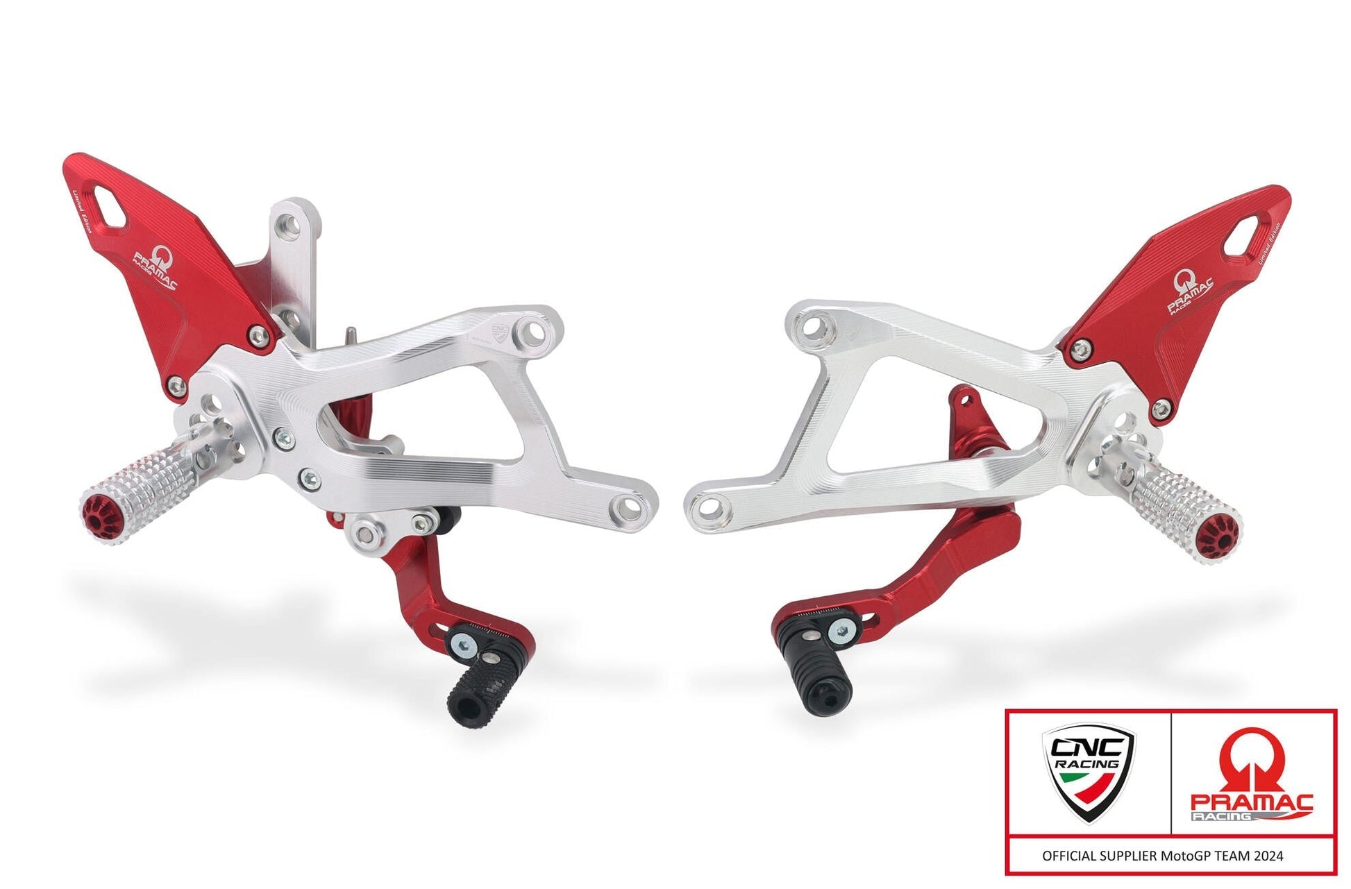 CNC RACING PE414PR Ducati Panigale V4 / V4S (2025+) Adjustable Rearsets (Pramac Limited Edition) – Accessories in the Motodeal Motorcycle Aftermarket Accessories and Parts Online Shop