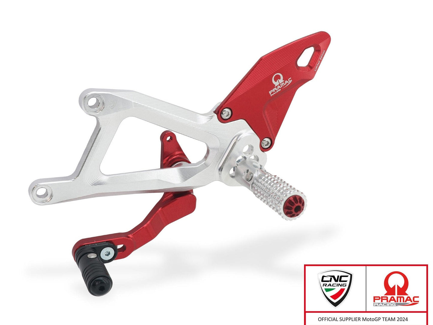 CNC RACING PE414PR Ducati Panigale V4 / V4S (2025+) Adjustable Rearsets (Pramac Limited Edition) – Accessories in the Motodeal Motorcycle Aftermarket Accessories and Parts Online Shop