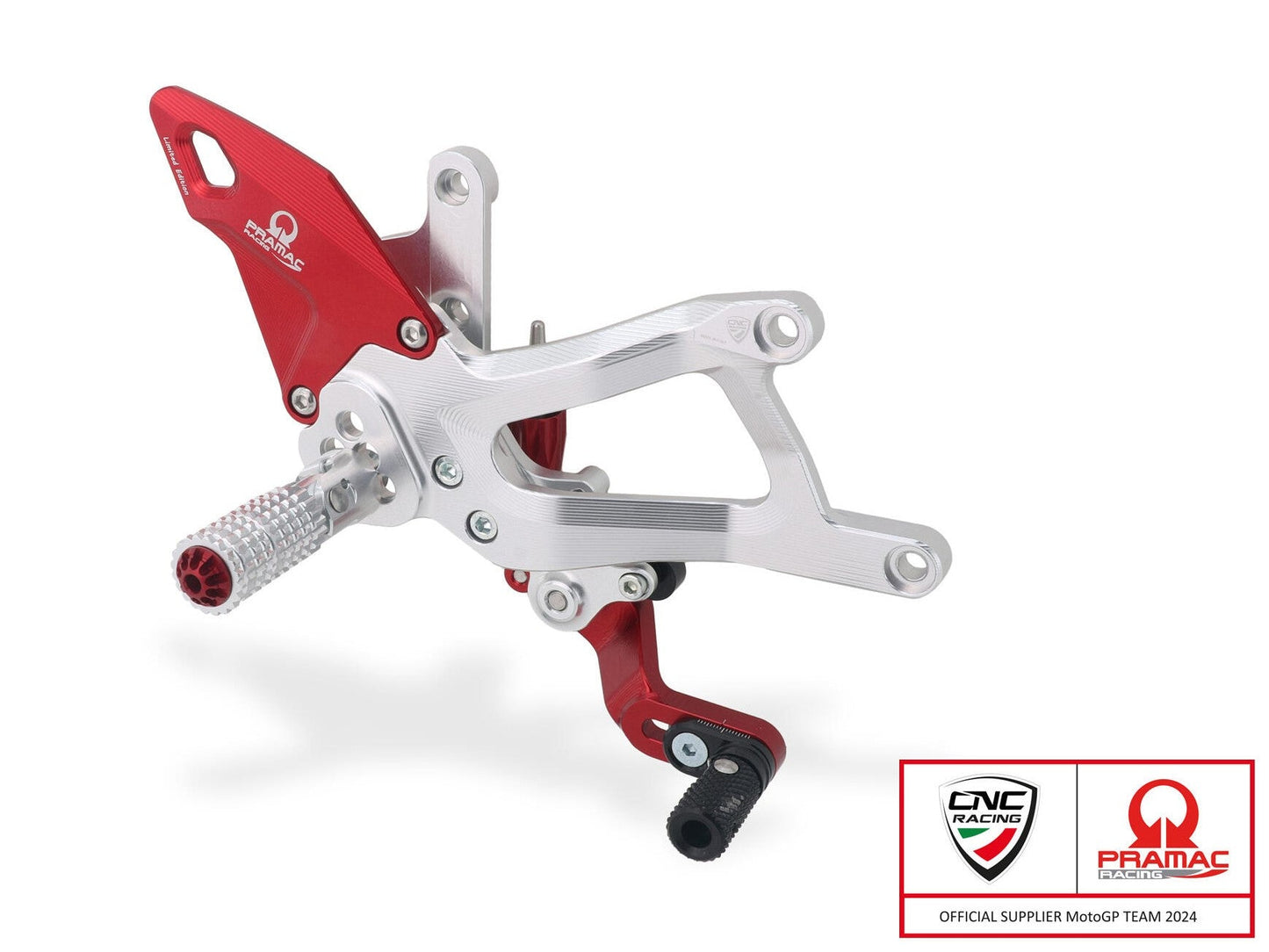 CNC RACING PE414PR Ducati Panigale V4 / V4S (2025+) Adjustable Rearsets (Pramac Limited Edition) – Accessories in the Motodeal Motorcycle Aftermarket Accessories and Parts Online Shop