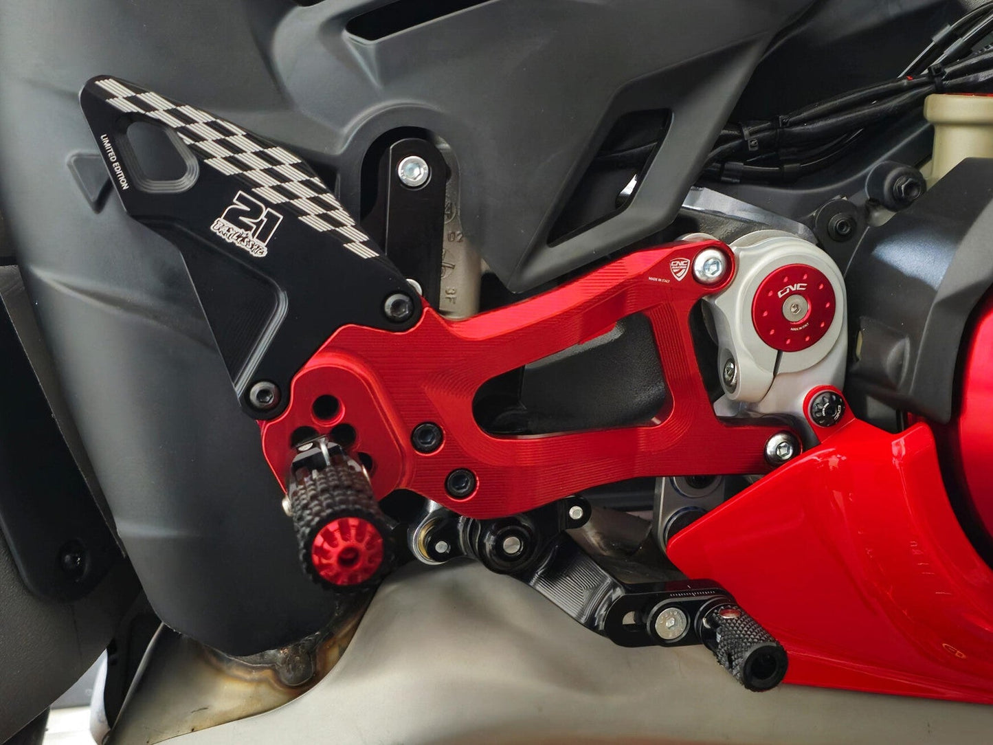 CNC RACING PE414TB Ducati Panigale V4 / V4S (2025+) Adjustable Rearsets (Troy Bayliss Limited Edition) – Accessories in the Motodeal Motorcycle Aftermarket Accessories and Parts Online Shop