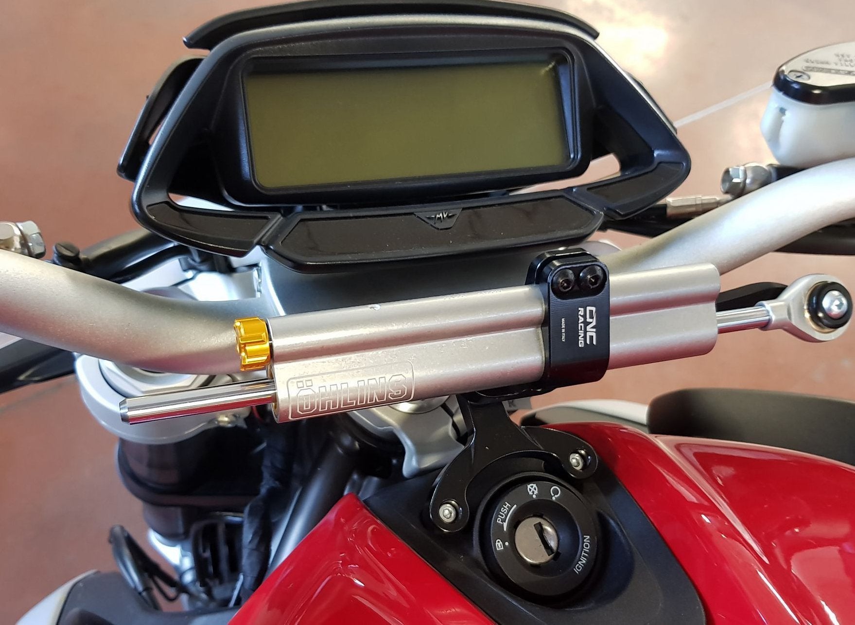 MV Agusta Brutale 800 (2016+) OHLINS Steering Damper + CNC RACING Mounting Kit – Accessories in the Motodeal Motorcycle Aftermarket Accessories and Parts Online Shop