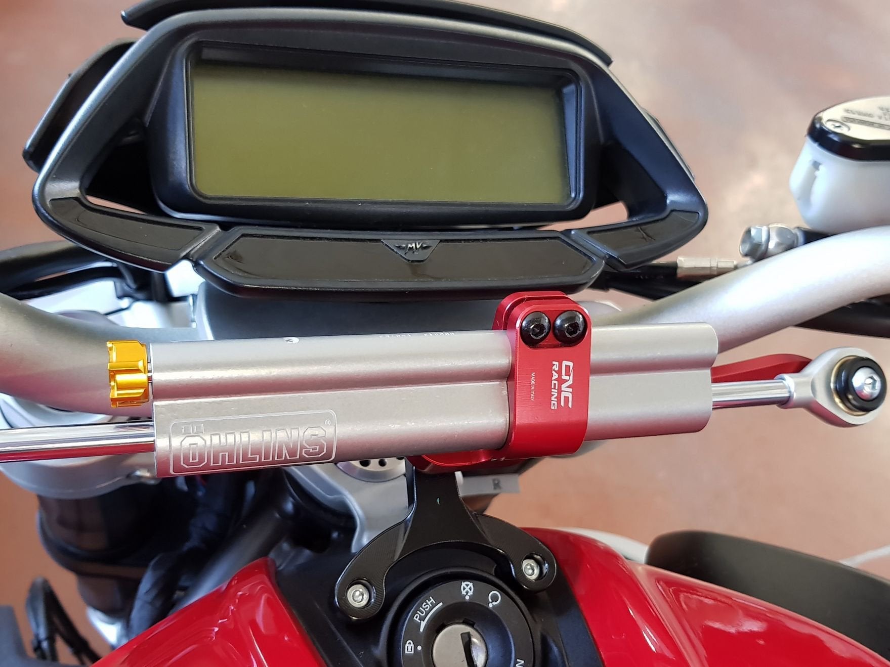 MV Agusta Brutale 800 (2016+) OHLINS Steering Damper + CNC RACING Mounting Kit – Accessories in the Motodeal Motorcycle Aftermarket Accessories and Parts Online Shop