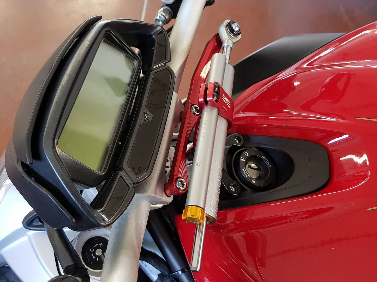 MV Agusta Brutale 800 (2016+) OHLINS Steering Damper + CNC RACING Mounting Kit – Accessories in the Motodeal Motorcycle Aftermarket Accessories and Parts Online Shop