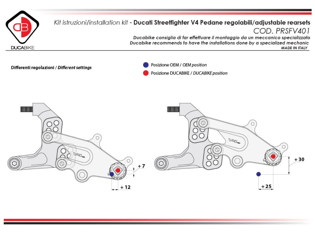 PRSFV401 - DUCABIKE Ducati Streetfighter V4 (2020+) Adjustable Rearset – Accessories in the Motodeal Motorcycle Aftermarket Accessories and Parts Online Shop
