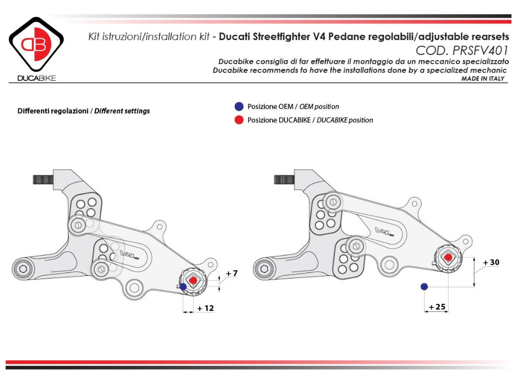 PRSFV4E01 - DUCABIKE Ducati Streetfighter V4 (2020+) Adjustable Rearset – Accessories in the Motodeal Motorcycle Aftermarket Accessories and Parts Online Shop