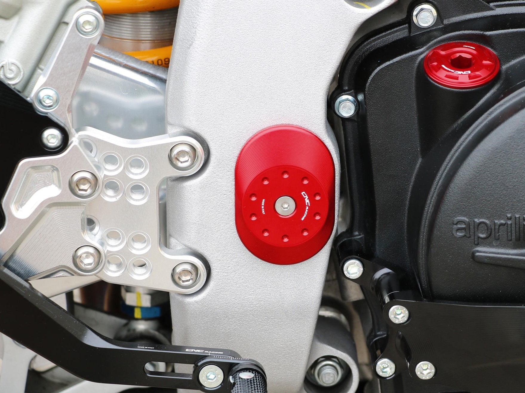 TT348 - CNC RACING Aprilia RSV4 / Tuono V4 (2009+) Swingarm Pivot Axle Frame Plugs – Accessories in the Motodeal Motorcycle Aftermarket Accessories and Parts Online Shop