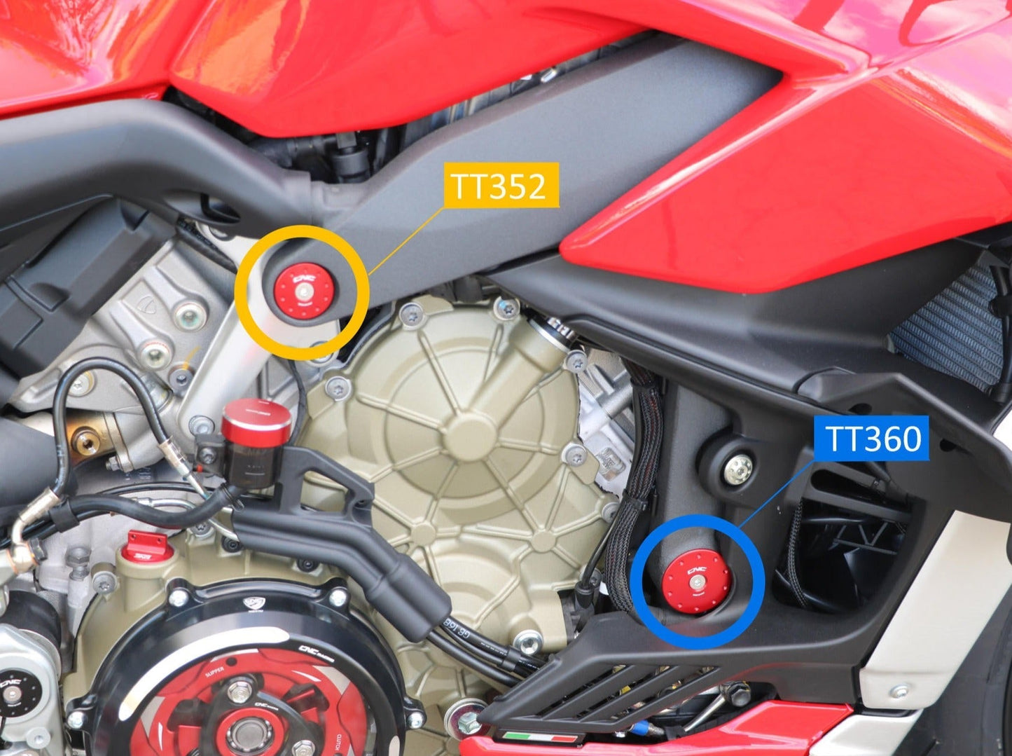 TT352 - CNC RACING Ducati Panigale V4 / Streetfighter Frame Plugs – Accessories in the Motodeal Motorcycle Aftermarket Accessories and Parts Online Shop