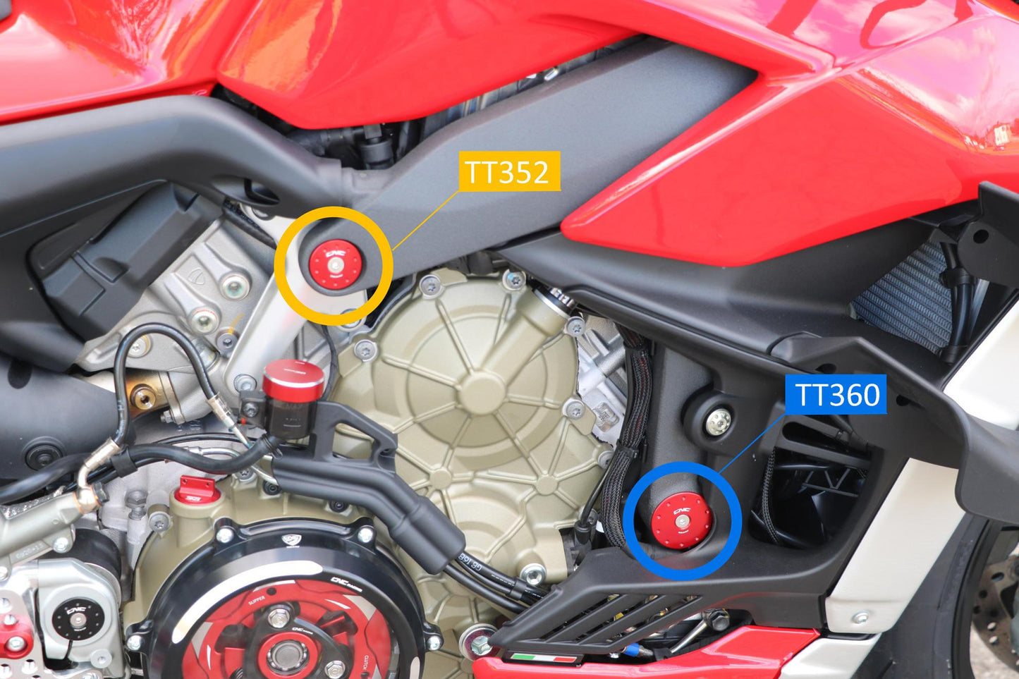 TT360 - CNC RACING Ducati Streetfighter V4 (20/24) Frame Plugs – Accessories in the Motodeal Motorcycle Aftermarket Accessories and Parts Online Shop