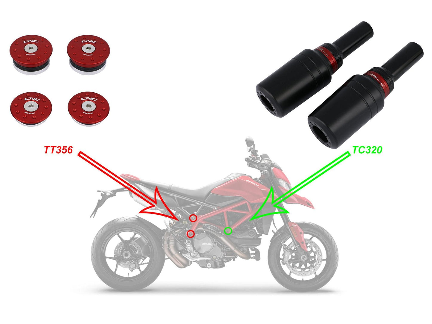 TT356 - CNC RACING Ducati Hypermotard 950 (2019+) Frame Plugs – Accessories in the Motodeal Motorcycle Aftermarket Accessories and Parts Online Shop