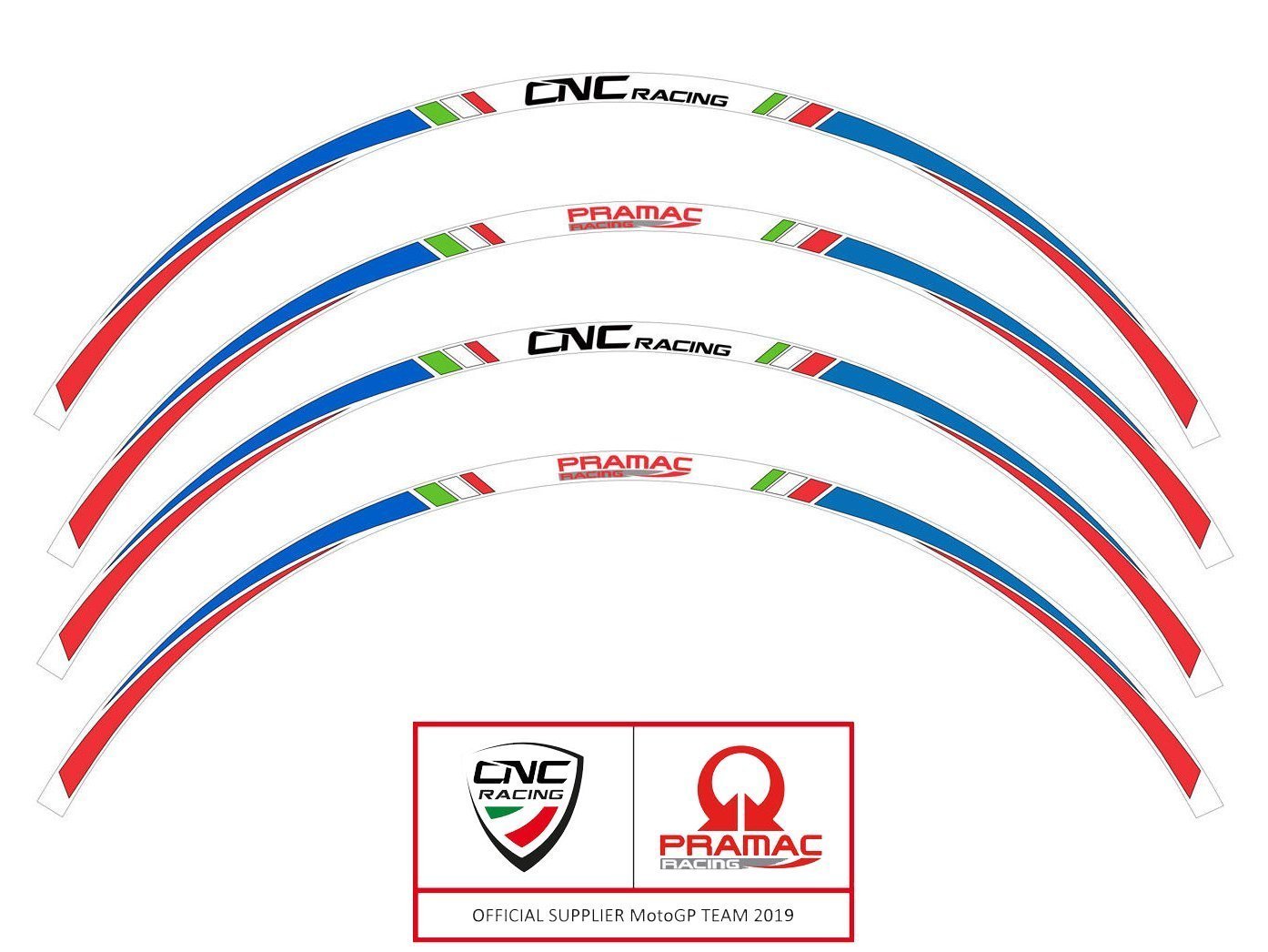 CNC RACING WK002PR Wheel Stripes kit (17'', Pramac edition) – Merc. in the 2WheelsHero Motorcycle Aftermarket Accessories and Parts Online Shop