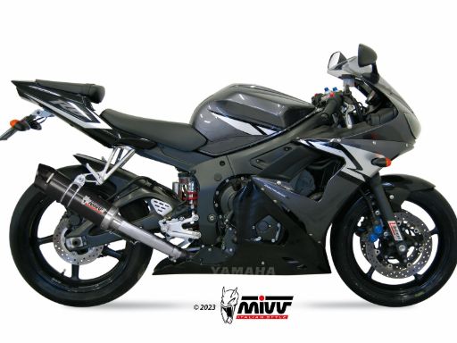 MIVV Y.013 YAMAHA YZF 600 R6 (2003 - 2005) SLIP-ON Exhaust "GP" (Black + carbon cap; approved) – Accessories in the 2WheelsHero Motorcycle Aftermarket Accessories and Parts Online Shop